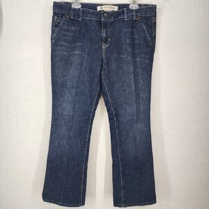 GAP Ultra Low Rise Dark Wash Flare Wide Leg Jeans Trousers Size 14